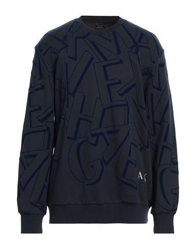Armani Exchange Man Sweatshirt Midnight Blue Size L Cotton, Elastane In Blue