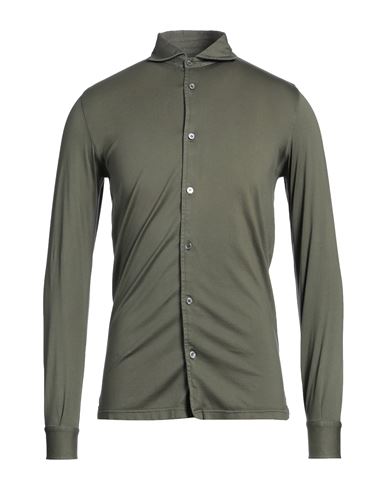 Fedeli Man Shirt Military Green Size 36 Cotton In Green