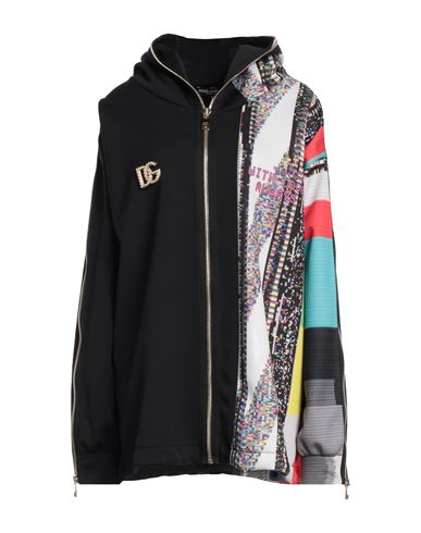 Dolce & Gabbana Woman Sweatshirt Black Size 10 Polyester, Polyurethane, Brass, Crystal In Black