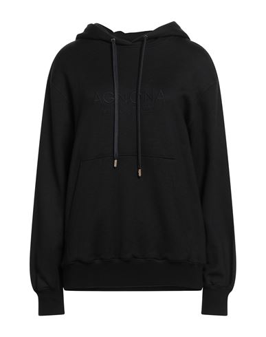 Agnona Woman Sweatshirt Black Size L Cotton, Silk