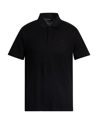 Emporio Armani Man Polo Shirt Black Size L Cotton In Black