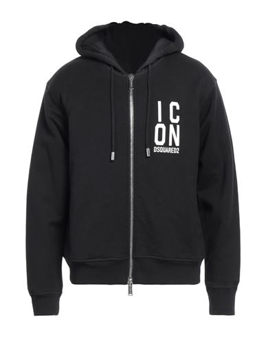 Dsquared2 Man Sweatshirt Black Size L Cotton, Elastane In Black