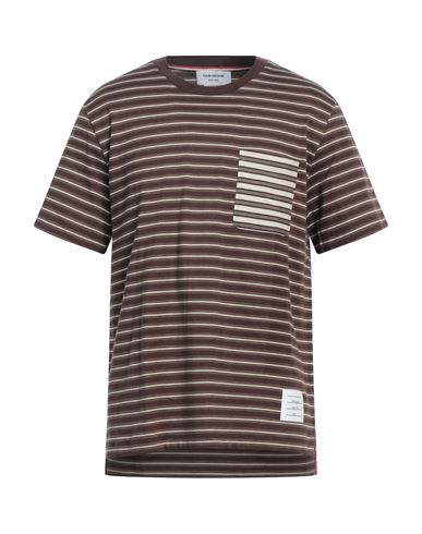 Shop Thom Browne Man T-shirt Brown Size 3 Cotton