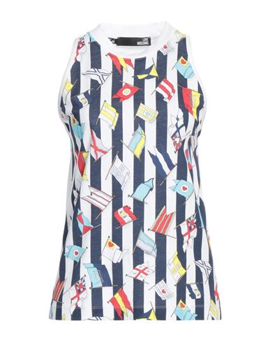 Love Moschino Woman Tank Top White Size 6 Cotton, Elastane In Multi