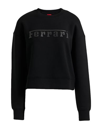 FERRARI FERRARI WOMAN SWEATSHIRT BLACK SIZE S VISCOSE, POLYURETHANE, ELASTANE 
