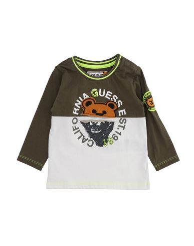 Guess Babies'  Newborn Boy T-shirt Military Green Size 3 Cotton