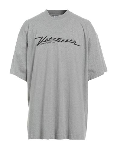 VETEMENTS VETEMENTS MAN T-SHIRT GREY SIZE L COTTON, ELASTANE 