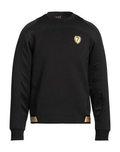 Ea7 Man Sweatshirt Black Size M Cotton, Polyester, Elastane, Polyamide In Black