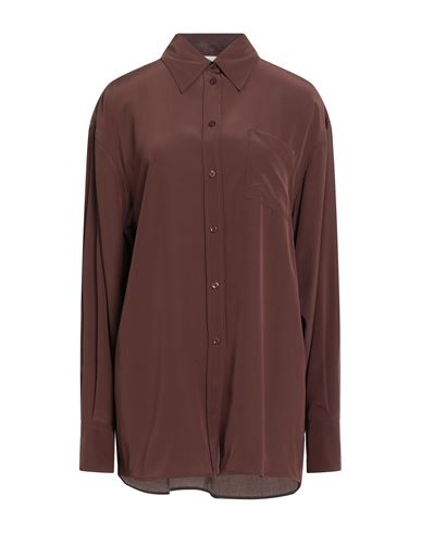 Sportmax Woman Shirt Chocolate Brown Size 6 Silk In Burgundy