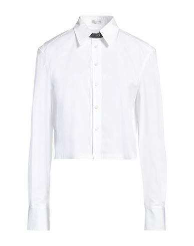 Brunello Cucinelli Woman Shirt White Size M Cotton, Polyamide, Elastane, Brass In White