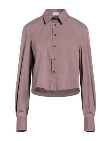 Brunello Cucinelli Woman Shirt Antique Rose Size Xs Cotton, Polyamide, Elastane, Brass In Pink