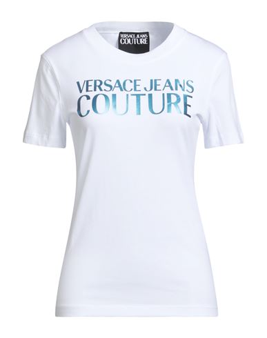 Versace Jeans Couture Woman T-shirt White Size M Cotton, Elastane In White