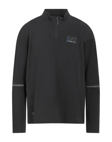 Ea7 Man Sweatshirt Black Size Xs Polyester, Elastane In Black