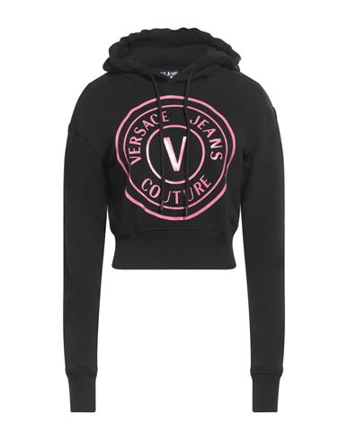 Versace Jeans Couture Woman Sweatshirt Black Size M Cotton, Elastane In Black