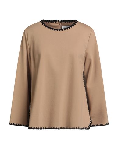 Meimeij Woman T-shirt Camel Size 4 Viscose, Polyamide, Elastane In Brown