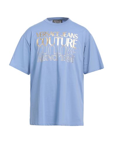 Shop Versace Jeans Couture Man T-shirt Light Blue Size Xxxl Cotton