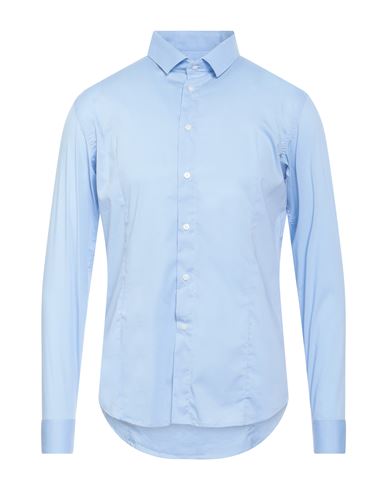 Grey Daniele Alessandrini Man Shirt Sky Blue Size 17 Cotton, Polyamide, Elastane