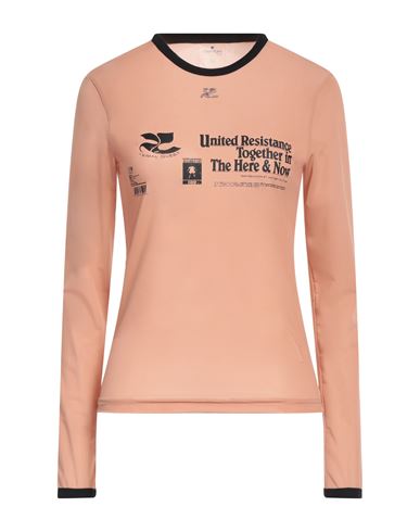 COURRÈGES COURREGES WOMAN T-SHIRT BLUSH SIZE L POLYESTER, ACETATE