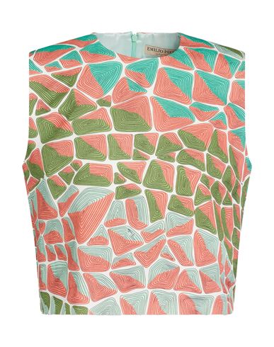 PUCCI PUCCI WOMAN TOP GREEN SIZE 14 COTTON, LINEN 