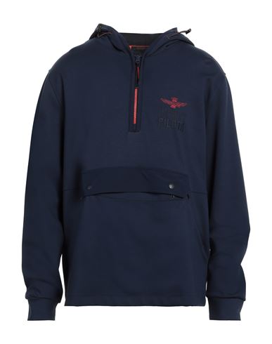 Aeronautica Militare Man Sweatshirt Navy Blue Size Xxl Viscose, Nylon, Elastane In Navy Blue