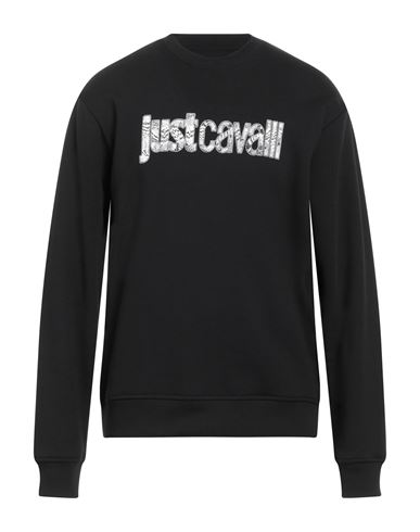 Just Cavalli Man Sweatshirt Black Cotton, Elastane Cover