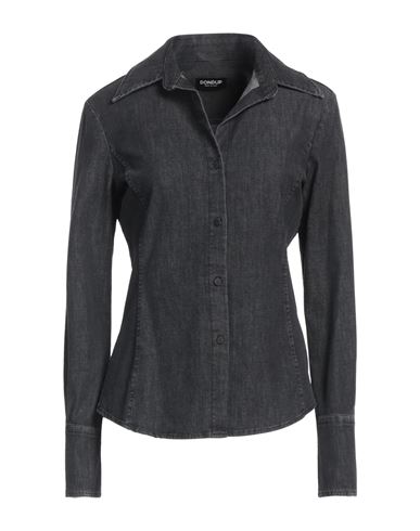 Shop Dondup Woman Denim Shirt Black Size 10 Cotton, Viscose, Polyester, Elastane