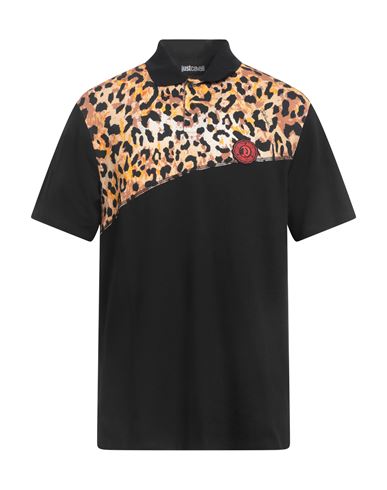 Just Cavalli Leopard-print Logo-detail Polo Shirt In Black