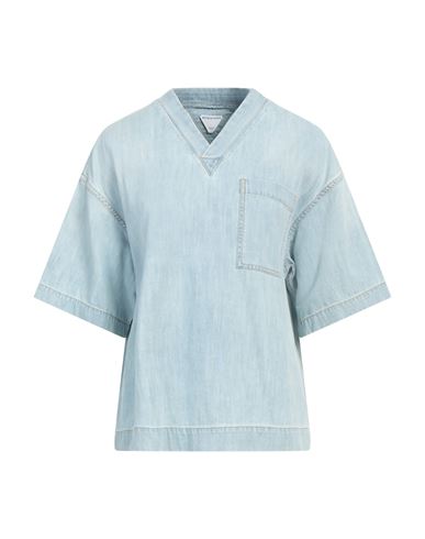 Bottega Veneta Blue Denim Cotton Blouse For Women | Designer Ss24 Collection In Blue