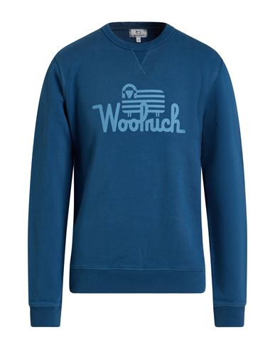 Woolrich Man Sweatshirt Slate Blue Size M Cotton, Elastane In Blue