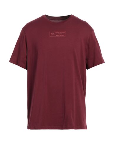 Armani Exchange Man T-shirt Burgundy Size L Cotton In Red