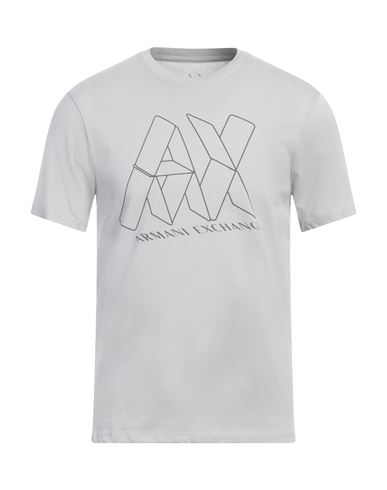 Armani Exchange Man T-shirt Grey Size L Organic Cotton In Grey
