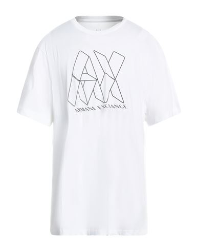 Armani Exchange Man T-shirt White Size L Organic Cotton In White