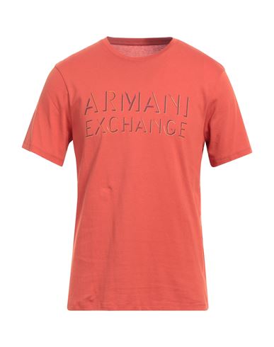 Armani Exchange Man T-shirt Rust Size L Cotton In Red