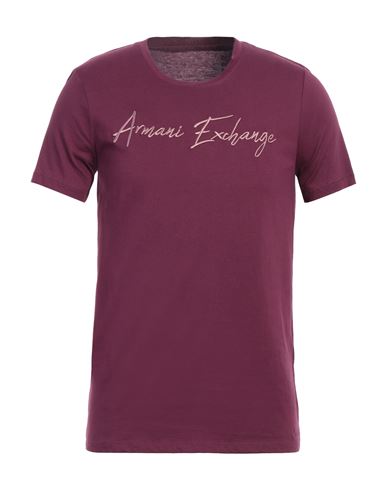 Armani Exchange Man T-shirt Deep Purple Size L Cotton In Purple
