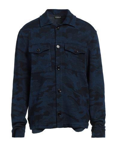 Dondup Man Shirt Navy Size L Cotton, Polyester, Elastane In Navy