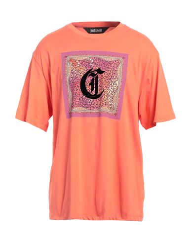 Just Cavalli Man T-shirt Coral Size Xxl Cotton In Red