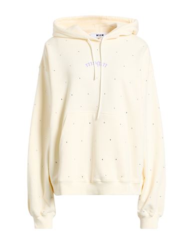 Msgm Woman Sweatshirt Cream Size Xs Cotton In Neutral