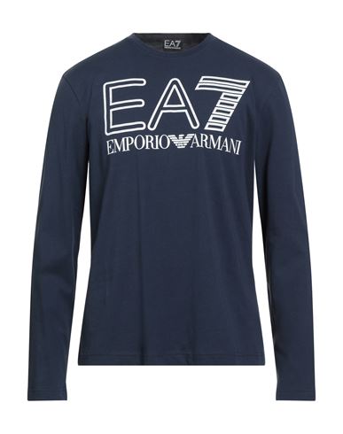 Ea7 Man T-shirt Navy Size 3xl Cotton In Blue