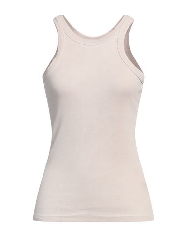 AG AG JEANS WOMAN TANK TOP CREAM SIZE L COTTON, VISCOSE, ELASTANE 