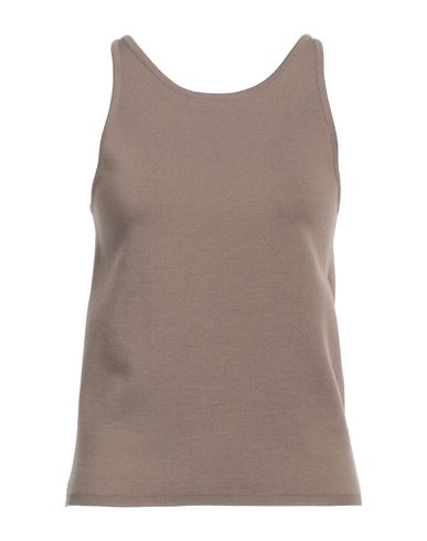 Max Mara Woman Tank Top Khaki Size Xl Virgin Wool, Polyamide, Elastane In Beige