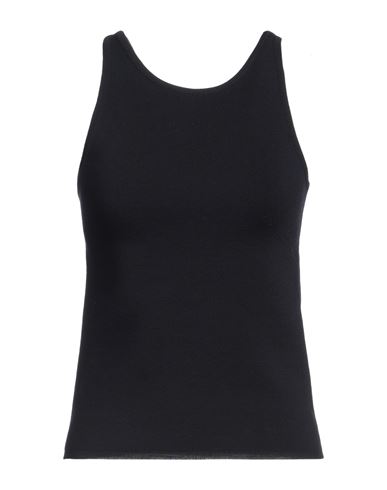 Max Mara Sleeveless Halter-neck Tank Top With Ribbed Collar In Navy Blue