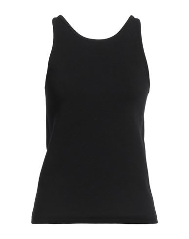 Max Mara Woman Tank Top Black Size L Virgin Wool, Polyamide, Elastane In Black