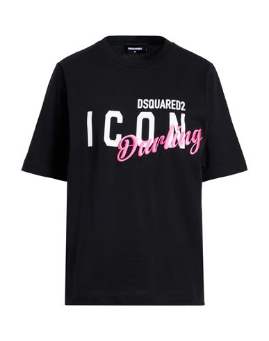 Dsquared2 Icon Woman T-shirt Black Size L Cotton, Elastane In Black
