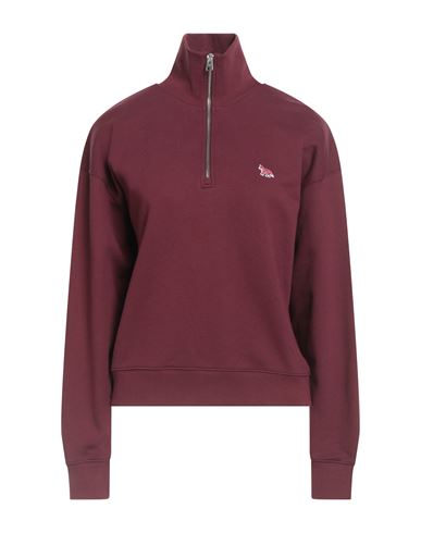 Maison Kitsuné Woman Sweatshirt Burgundy Size Xs Cotton In Burgundy