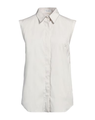 Brunello Cucinelli Stretch-cotton Poplin Monili Shirt In Gray