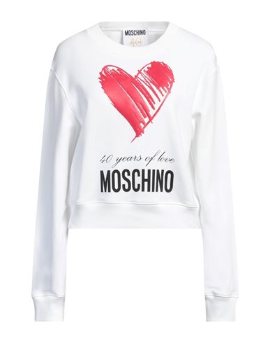 Moschino Cotton Jersey Printed Logo Sweatshirt In White