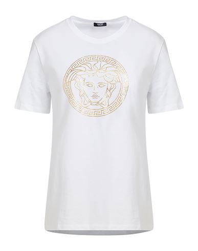 Versace Woman T-shirt White Size 8 Cotton In White