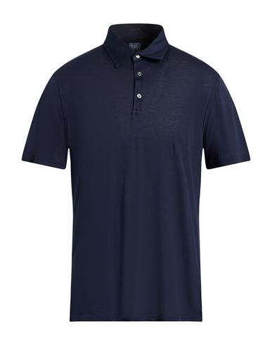 Fedeli Man Polo Shirt Navy Size 40 Cotton In Blue