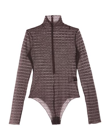 GIVENCHY GIVENCHY WOMAN BODYSUIT DARK BROWN SIZE L POLYAMIDE, ELASTANE 