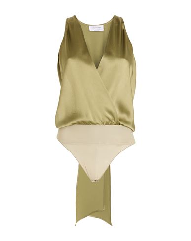 Blumarine Woman Bodysuit Military Green Size 6 Acetate, Viscose, Elastane In Green